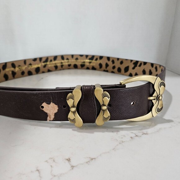 Betsey Johnson Brown Belt, Gold Buckle Man-Made Material Size L 40 Inches - Picture 2 of 11